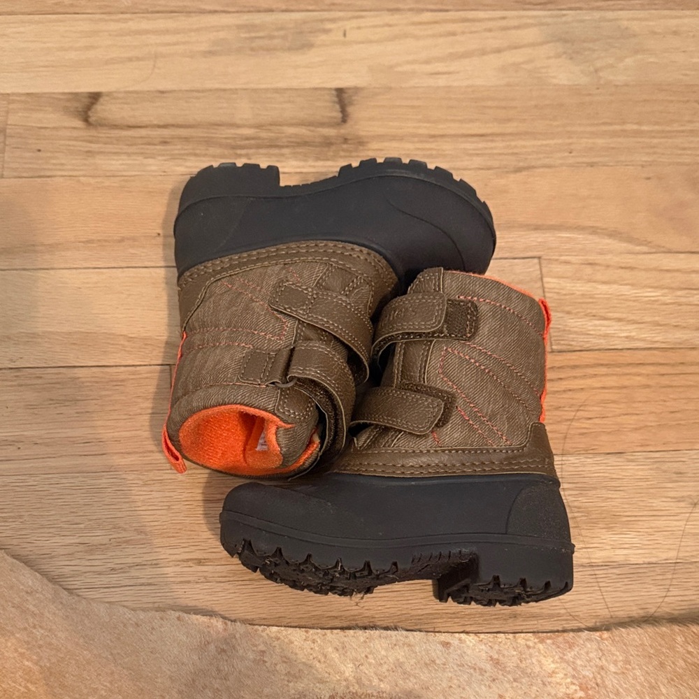 Carter's Brown and Black Kids Boots with Orange Accents